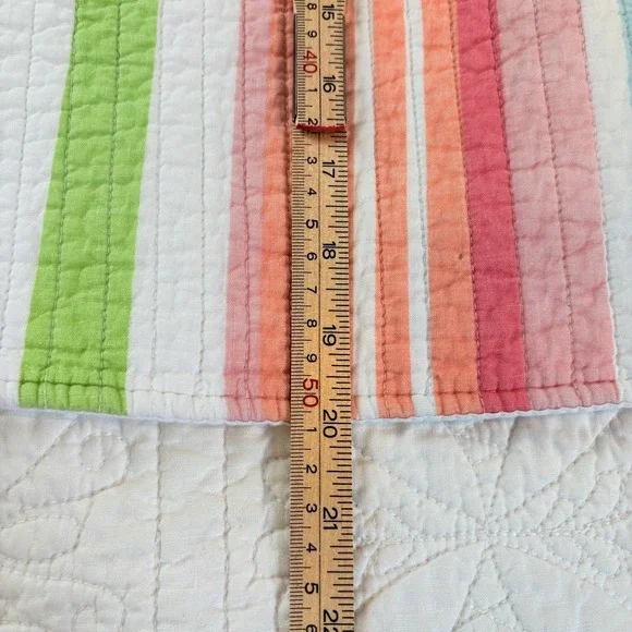 Beach‎ House Pillow  Shams Quilted Multicolor Stripes Tie Closure Cotton - Picture 9 of 10